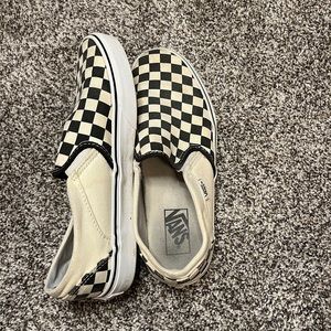 Vans Black and Cream Checkered Sneakers